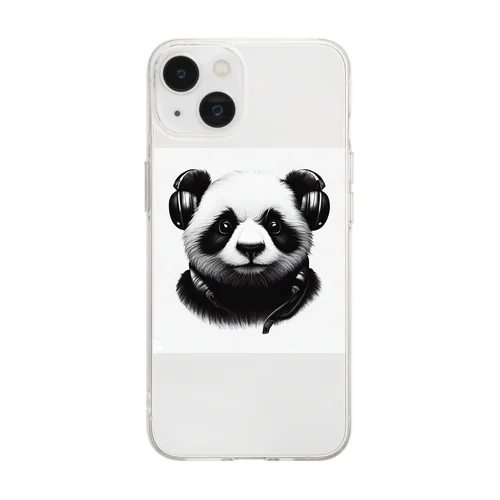 Headphones & Pandas（ヘッドホン & パンダ） ソフトクリアスマホケース