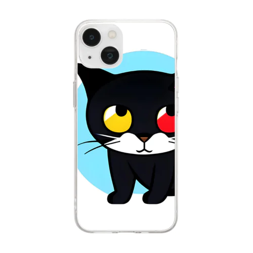  黒猫くん オッド・アイ Soft Clear Smartphone Case