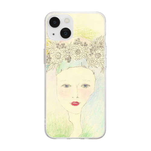 【花かんむりの女の子】flower crown girl Soft Clear Smartphone Case