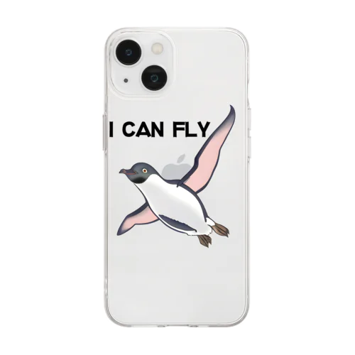 空飛ぶペンギン（I CAN FLY） Soft Clear Smartphone Case