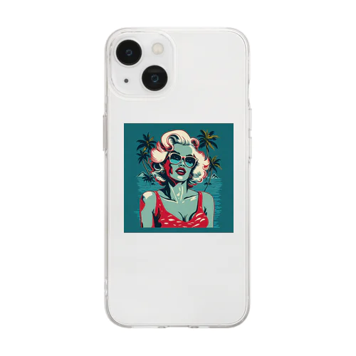 Marilyn monroe with cartoon style Soft Clear Smartphone Case