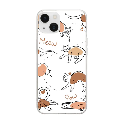 ねこのイラストグッズ Soft Clear Smartphone Case