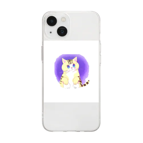 うるうる瞳の可愛いシマシマ猫 Soft Clear Smartphone Case