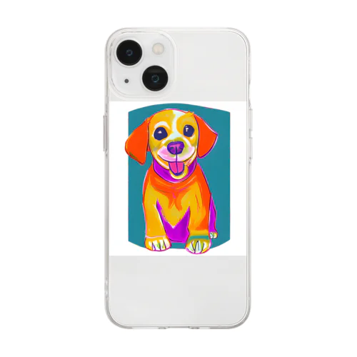 水彩画の犬のグッズ Soft Clear Smartphone Case