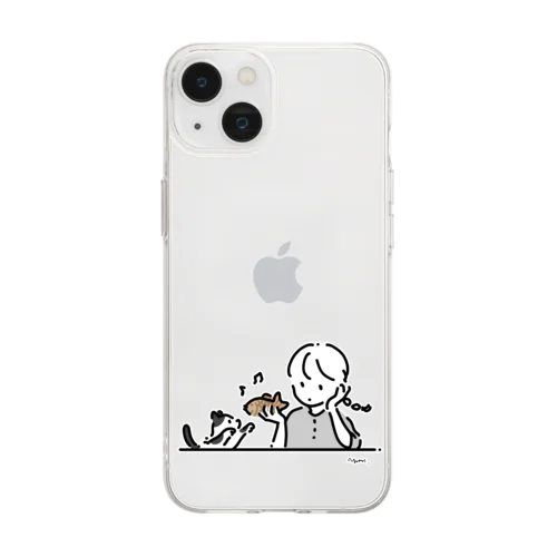 たい焼きのおもちゃ×猫 Soft Clear Smartphone Case