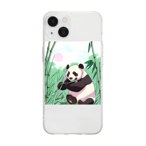 竹林のパンダ Soft Clear Smartphone Case