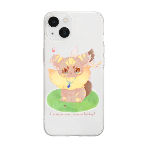 幸せ神獣おすわり Soft Clear Smartphone Case