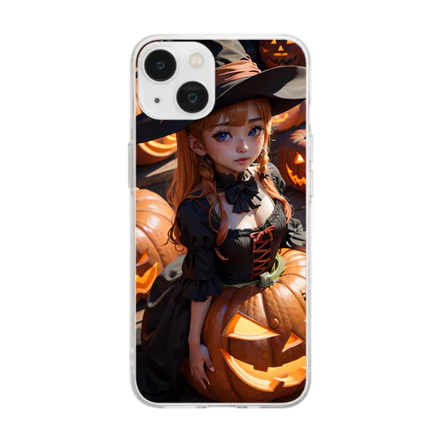 ハロウィンと見習い魔女 Soft Clear Smartphone Case