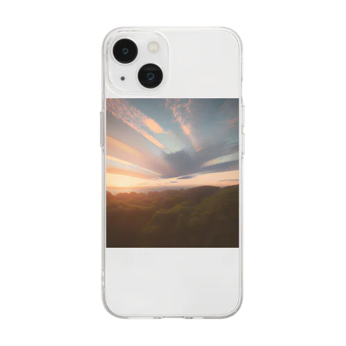 空《夕日》 Soft Clear Smartphone Case