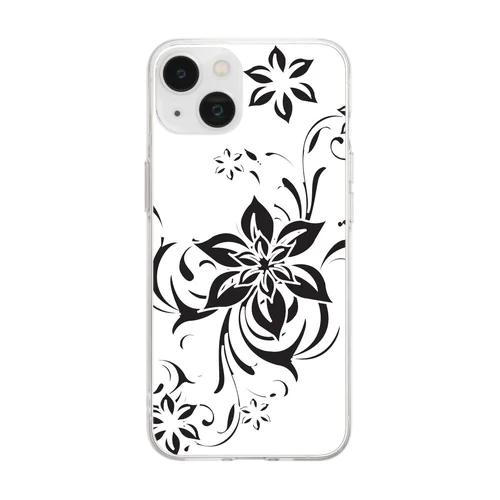 モノクロな華 Soft Clear Smartphone Case