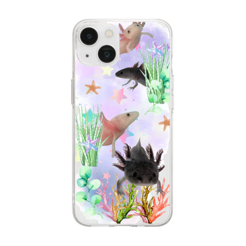 ウーパールーパーたち Soft Clear Smartphone Case