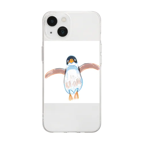 空飛ぶペンギン Soft Clear Smartphone Case