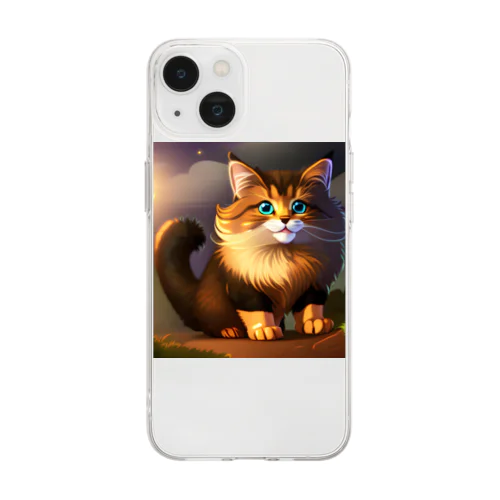 かわいい猫のイラストグッズ Soft Clear Smartphone Case