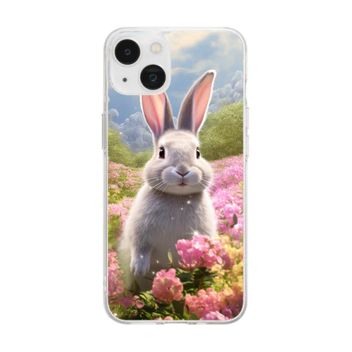 花とうさぎ Soft Clear Smartphone Case