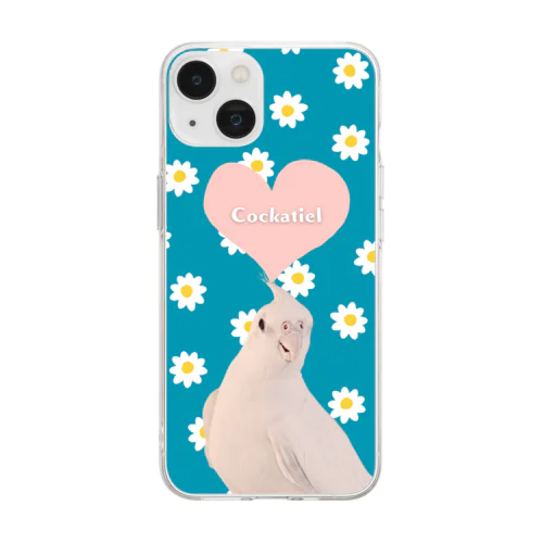 オカメインコホワイト Soft Clear Smartphone Case