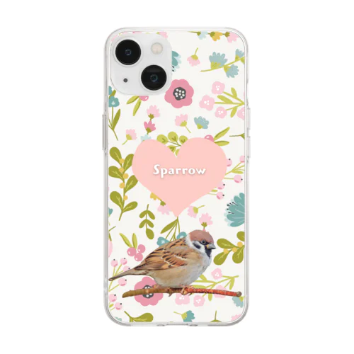 鳥好き！スズメ！ Soft Clear Smartphone Case