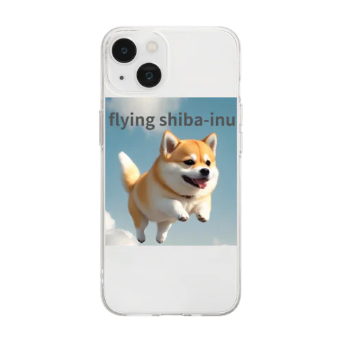 flying shibaｰinu Soft Clear Smartphone Case