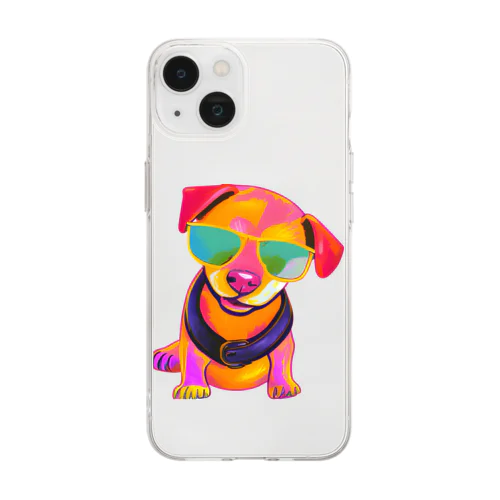 ワンダフル・サングラス犬 Soft Clear Smartphone Case