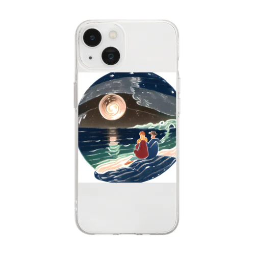 夜の海 Soft Clear Smartphone Case