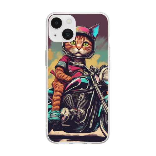 猫ライダー Soft Clear Smartphone Case