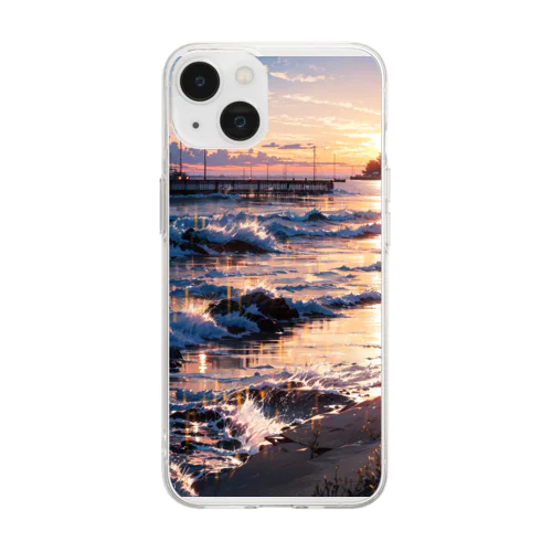 夕暮れの海 Soft Clear Smartphone Case