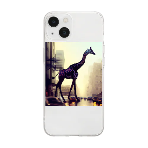 キリンの散歩 Soft Clear Smartphone Case