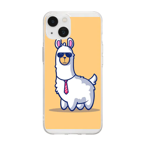 サングラスをかけたアルパカ Soft Clear Smartphone Case