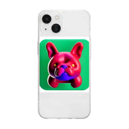 フレンチブルドッグのイラストグッズ Soft Clear Smartphone Case