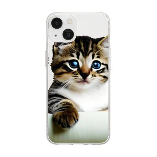 子猫の微笑み、心のオアシス Soft Clear Smartphone Case