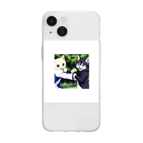 殴り愛猫 Soft Clear Smartphone Case