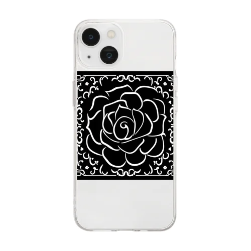 黒い薔薇 Soft Clear Smartphone Case