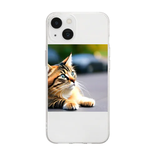 可愛い猫のグッズ Soft Clear Smartphone Case