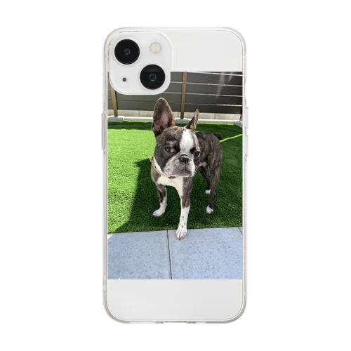 紳士　ボストンテリアジョー君 Soft Clear Smartphone Case
