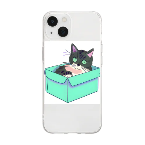 ダンボール猫 Soft Clear Smartphone Case