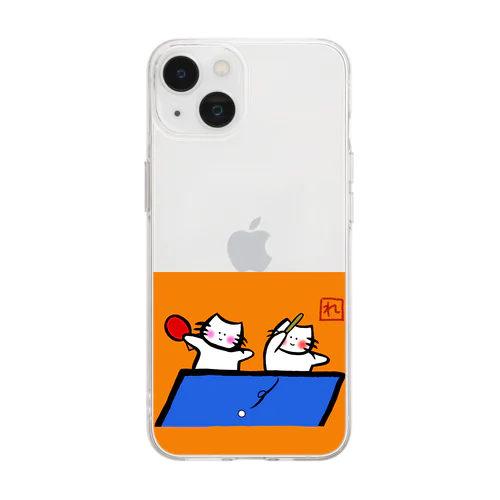 ダブルスする仲良し猫 Soft Clear Smartphone Case