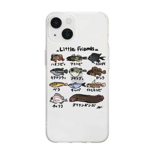 little friends 黒字 フロント ソフトクリアスマホケース