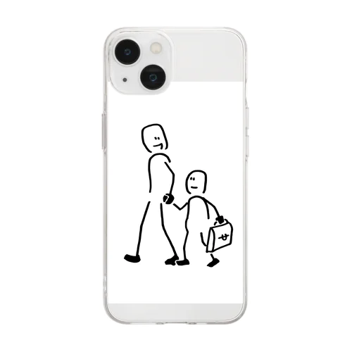 親子手つなぎデートくん Soft Clear Smartphone Case