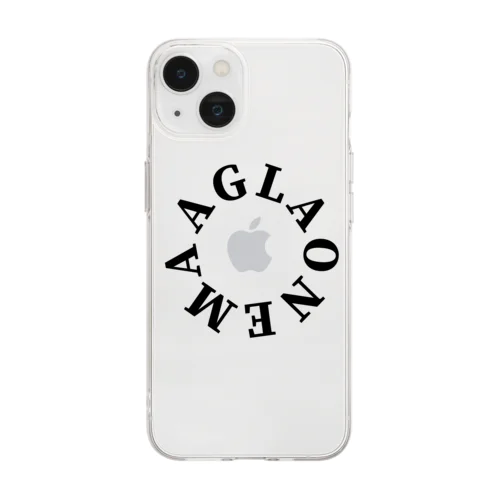 【サークルロゴ】AGLAONEMA（アグラオネマ）BLACK Soft Clear Smartphone Case