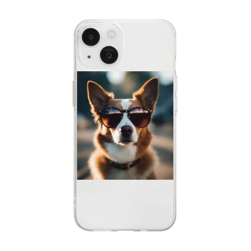 サングラスをかけたクールな犬 Soft Clear Smartphone Case