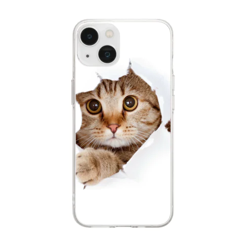 White Free Cute Funny Cat T-shirt Soft Clear Smartphone Case