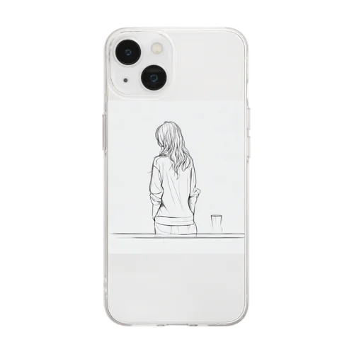 シンプルライフ　ー休憩中の女性ー Soft Clear Smartphone Case