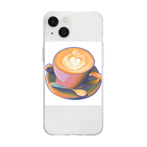 カフェ好き Soft Clear Smartphone Case