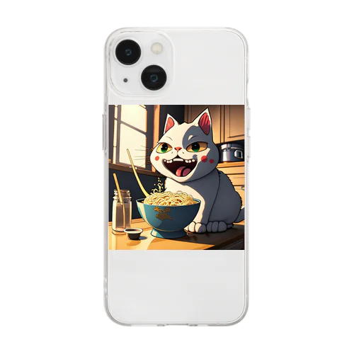 ラーメン大好き猫 Soft Clear Smartphone Case