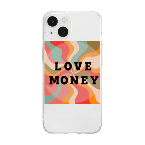 LOVE  MONEY    赤 Soft Clear Smartphone Case