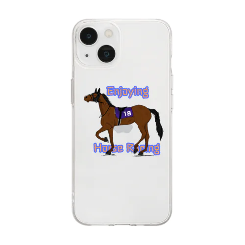 enjoying horse racing Soft Clear Smartphone Case