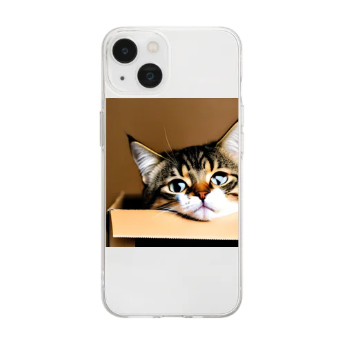 箱に入った可愛い猫 Soft Clear Smartphone Case