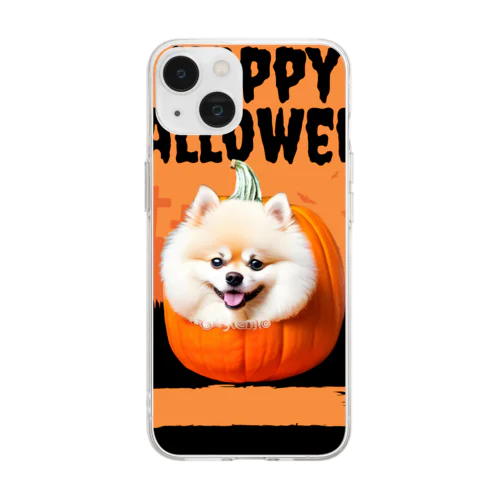 ハロウィンを楽しむ犬 Soft Clear Smartphone Case