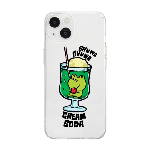 かえる×クリームソーダ Soft Clear Smartphone Case