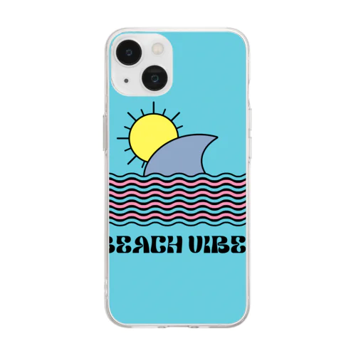 white beach vibesデザイン Soft Clear Smartphone Case