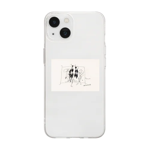 抽象的な詩的なイラストのワンポイント Soft Clear Smartphone Case